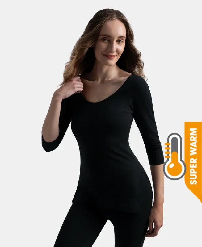 #2543 Super Warmth Super Combed Cotton Rich Brushed Three Quarter Sleeve Thermal Top with StayWarm Technology Women