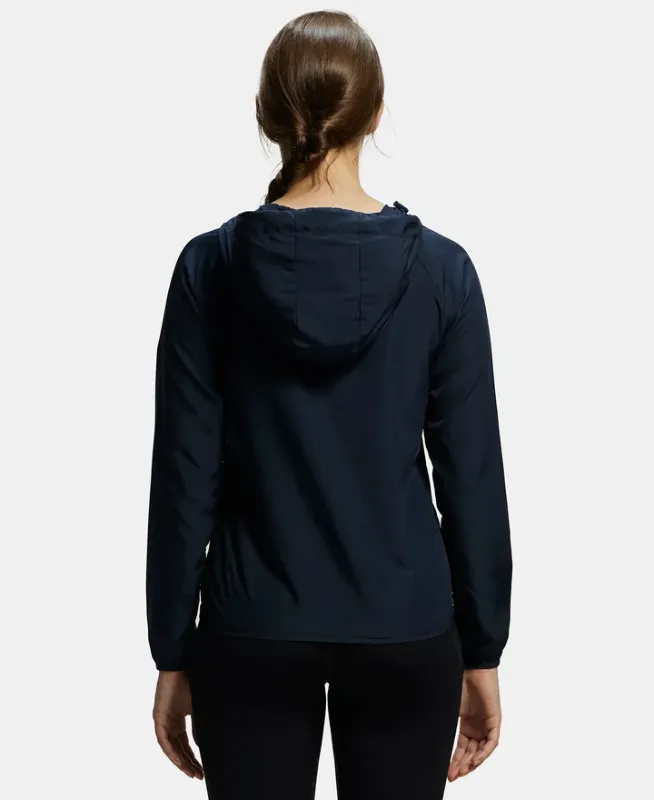 #MW50 Microfiber Fabric Relaxed Fit Raglan Styled Water Resistant Hoodie Jacket Women