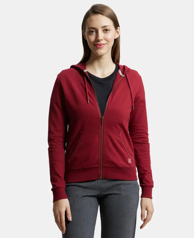 Super Combed Cotton French Terry Fabric Hoodie Jacket with Side Pockets #AW30 Women