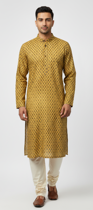 HU - Handcrafted Uniquely
Ethnic Motifs Design Premium Cotton And Silk Kurta With Pyjamas Menswear