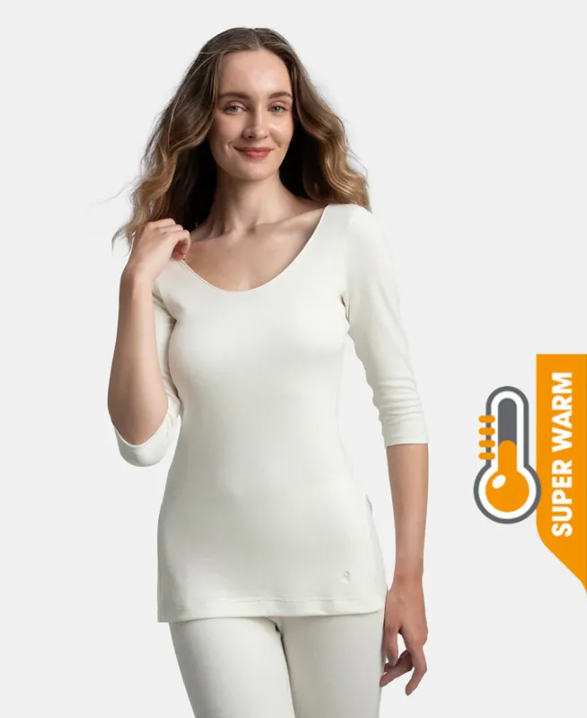 #2543 Super Warmth Super Combed Cotton Rich Brushed Three Quarter Sleeve Thermal Top with StayWarm Technology Women