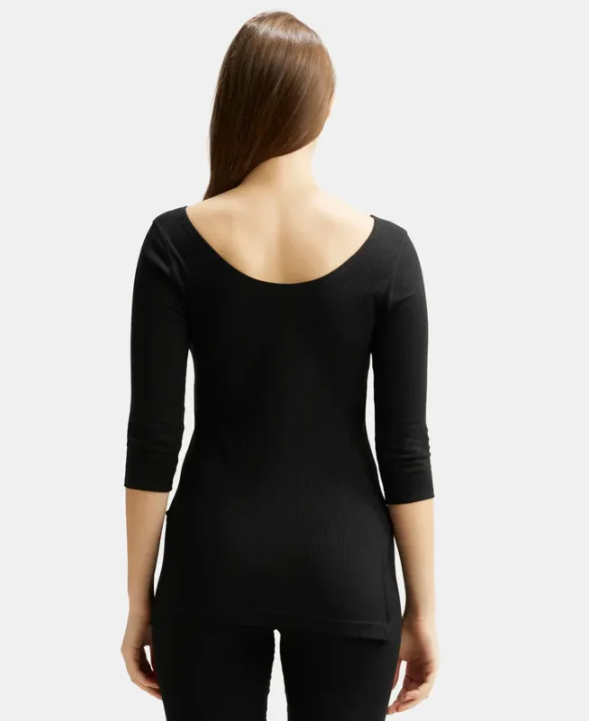 #2503 Extra Warmth Super Combed Cotton Rich Three Quarter Sleeve Thermal Top with StayWarm Technology Women