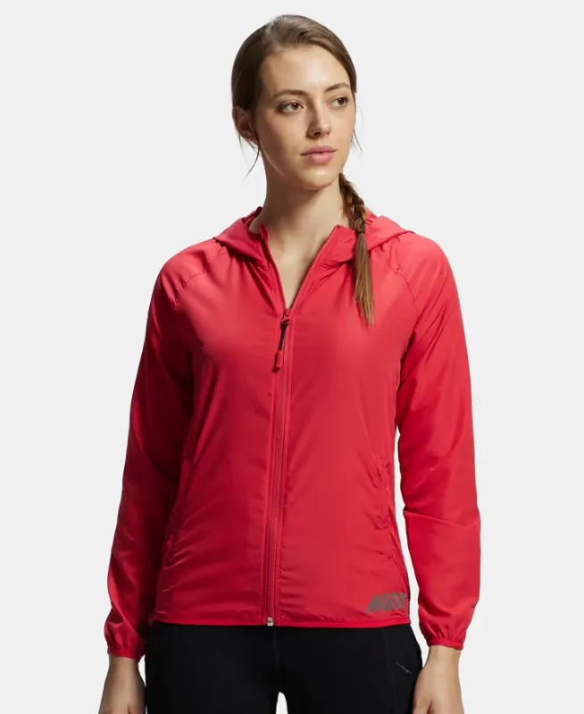 #MW50 Microfiber Fabric Relaxed Fit Raglan Styled Water Resistant Hoodie Jacket Women