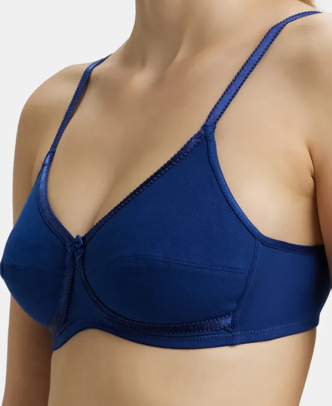 Wirefree Non Padded Super Combed Cotton Elastane Stretch Medium Coverage Cross Over Everyday Bra #1242 Women