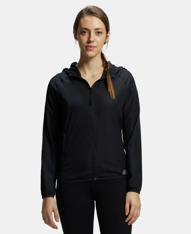#MW50 Microfiber Fabric Relaxed Fit Raglan Styled Water Resistant Hoodie Jacket Women