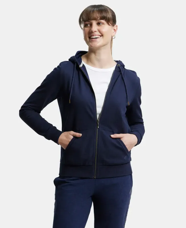 Super Combed Cotton French Terry Fabric Hoodie Jacket with Side Pockets #AW30 Women