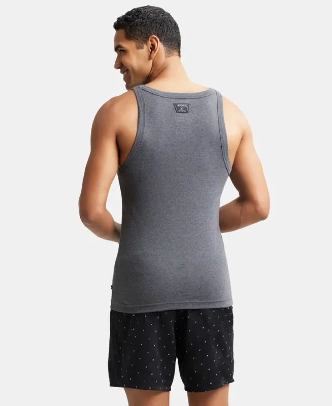 #US26 Super Combed Cotton Rib Square Neck Gym Vest Menswear