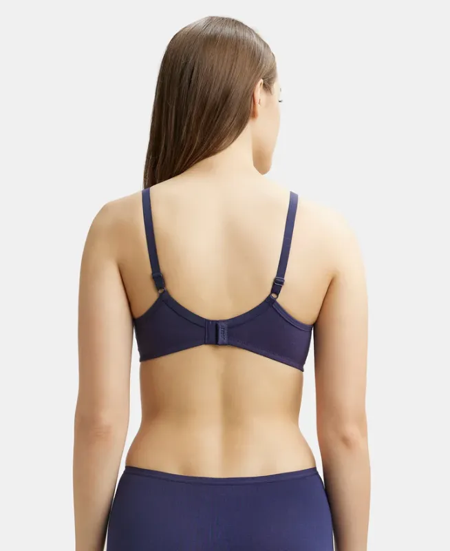 #1722 Wirefree Non Padded Super Combed Cotton Elastane Stretch Medium Coverage Everyday Bra with Concealed Shaper Panel Women