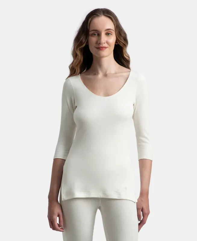 #2543 Super Warmth Super Combed Cotton Rich Brushed Three Quarter Sleeve Thermal Top with StayWarm Technology Women