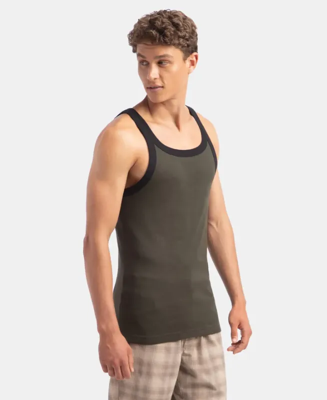 #US27 Super Combed Cotton Rib Square Neck Gym Vest Menswear