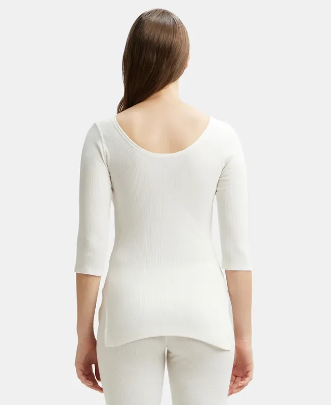 #2503 Extra Warmth Super Combed Cotton Rich Three Quarter Sleeve Thermal Top with StayWarm Technology Women