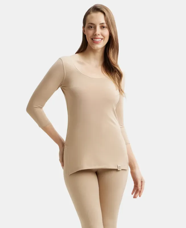 #2511 Warmth Soft Touch Microfiber Elastane Stretch Three Quarter Sleeve Thermal Top with StayWarm Technology Women