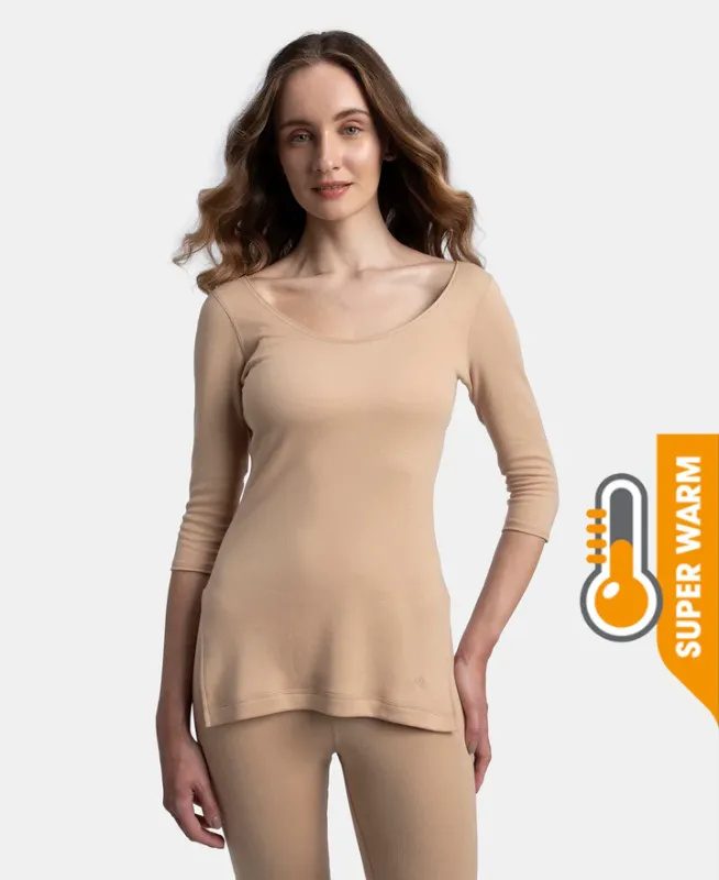 #2543 Super Warmth Super Combed Cotton Rich Brushed Three Quarter Sleeve Thermal Top with StayWarm Technology Women