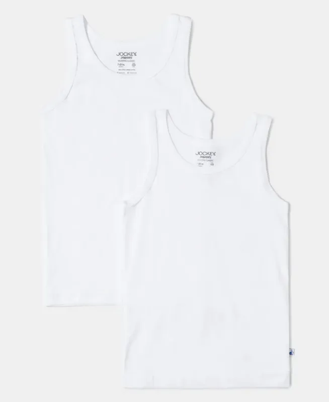 #3320 Super Combed Cotton Round Neck Sleeveless Vest (Pack of 2) Kids