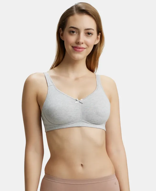 #FE41 Wirefree Non Padded Super Combed Cotton Elastane Stretch Full Coverage Everyday Bra with Concealed Shaper Panel Women
