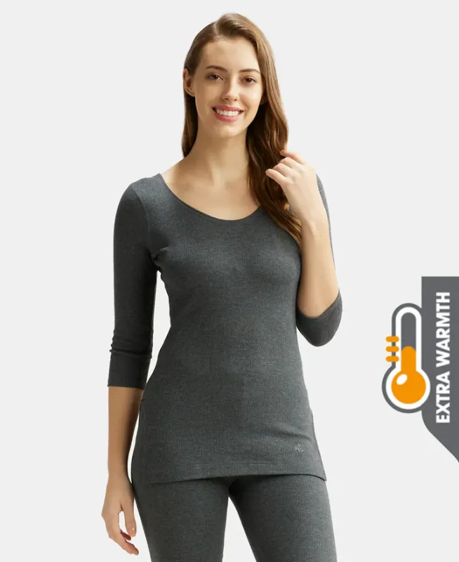 #2503 Extra Warmth Super Combed Cotton Rich Three Quarter Sleeve Thermal Top with StayWarm Technology Women