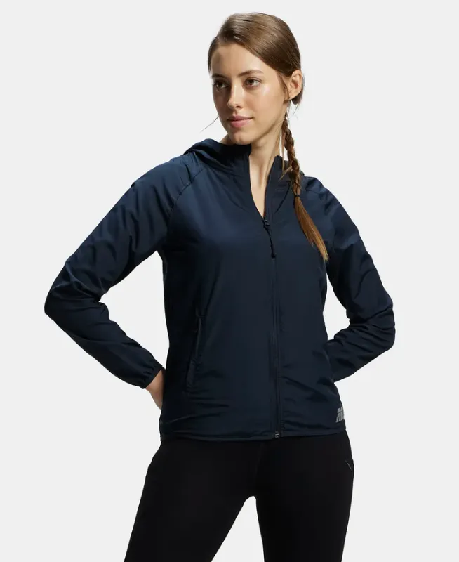 #MW50 Microfiber Fabric Relaxed Fit Raglan Styled Water Resistant Hoodie Jacket Women