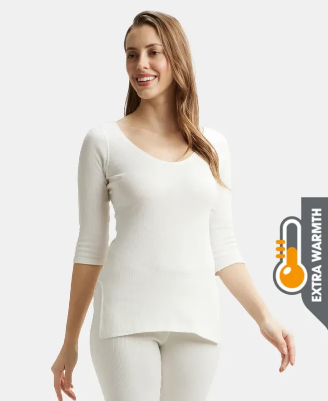 #2503 Extra Warmth Super Combed Cotton Rich Three Quarter Sleeve Thermal Top with StayWarm Technology Women