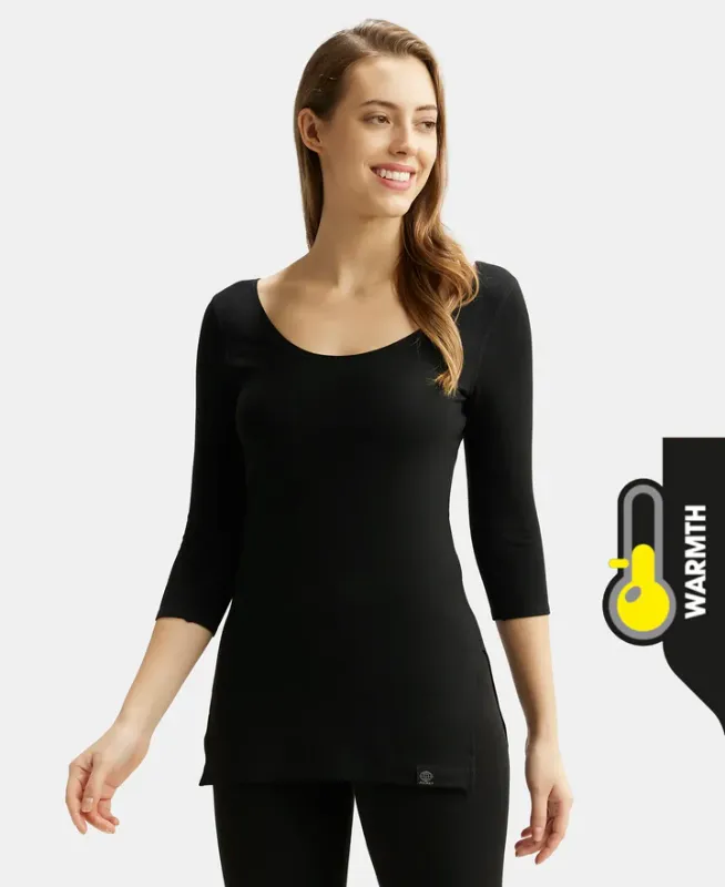 #2511 Warmth Soft Touch Microfiber Elastane Stretch Three Quarter Sleeve Thermal Top with StayWarm Technology Women