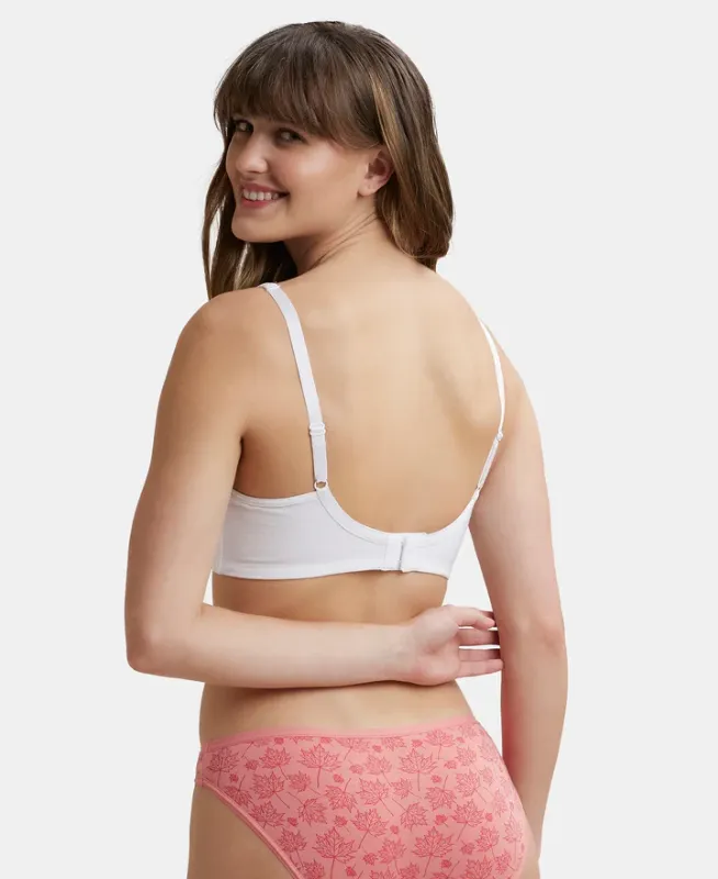 #FE41 Wirefree Non Padded Super Combed Cotton Elastane Stretch Full Coverage Everyday Bra with Concealed Shaper Panel Women