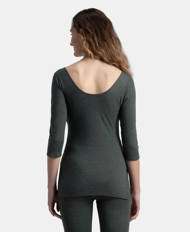 #2543 Super Warmth Super Combed Cotton Rich Brushed Three Quarter Sleeve Thermal Top with StayWarm Technology Women