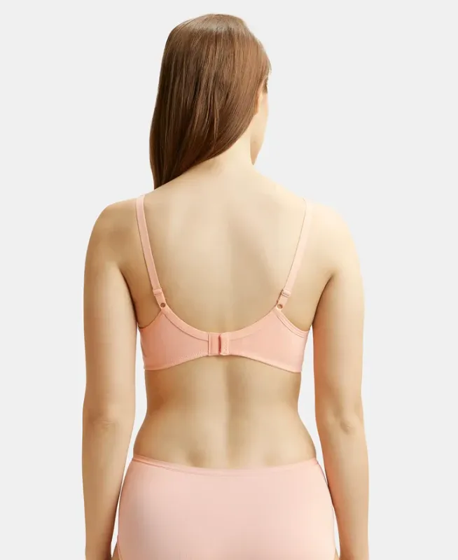 #1722 Wirefree Non Padded Super Combed Cotton Elastane Stretch Medium Coverage Everyday Bra with Concealed Shaper Panel Women