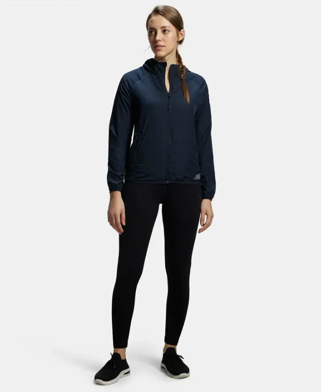 #MW50 Microfiber Fabric Relaxed Fit Raglan Styled Water Resistant Hoodie Jacket Women