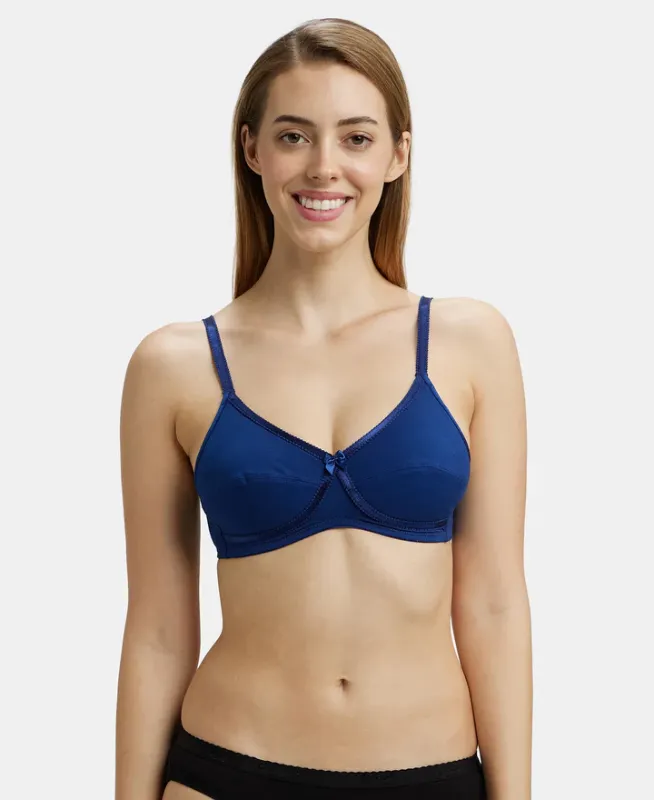 Wirefree Non Padded Super Combed Cotton Elastane Stretch Medium Coverage Cross Over Everyday Bra #1242 Women
