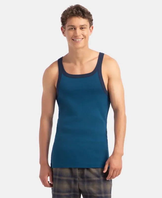 #US27 Super Combed Cotton Rib Square Neck Gym Vest Menswear