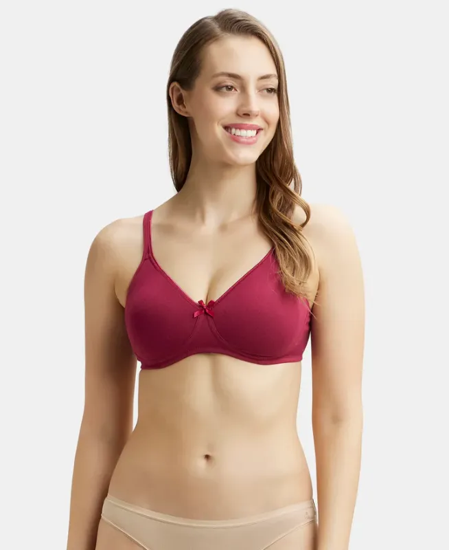 #1722 Wirefree Non Padded Super Combed Cotton Elastane Stretch Medium Coverage Everyday Bra with Concealed Shaper Panel Women