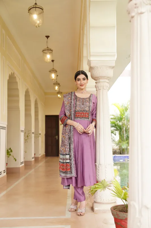 Anora Bloom Purple Kurta Set Women
