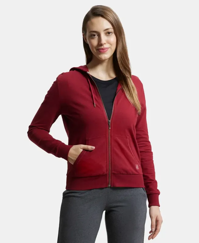 Super Combed Cotton French Terry Fabric Hoodie Jacket with Side Pockets #AW30 Women