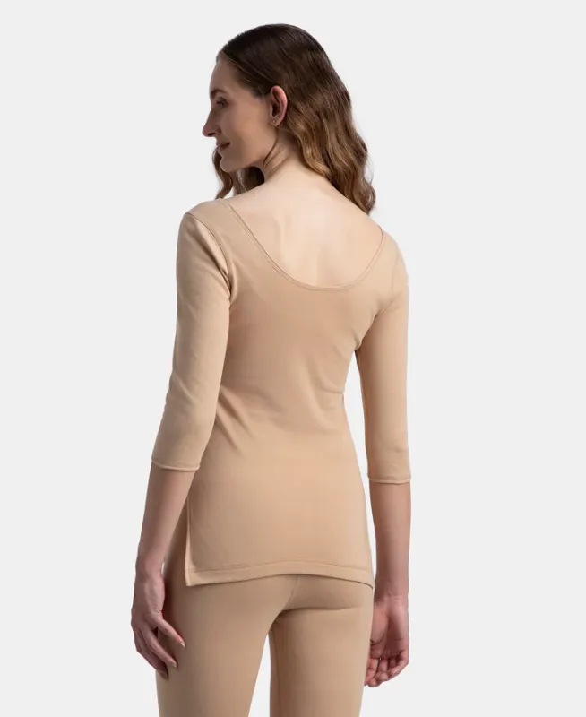 #2543 Super Warmth Super Combed Cotton Rich Brushed Three Quarter Sleeve Thermal Top with StayWarm Technology Women