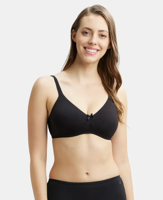 #1722 Wirefree Non Padded Super Combed Cotton Elastane Stretch Medium Coverage Everyday Bra with Concealed Shaper Panel Women