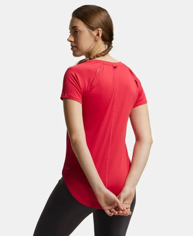 #MW62 Microfiber Fabric Relaxed Fit Solid Curved Hem Styled Half Sleeve T-Shirt Women
