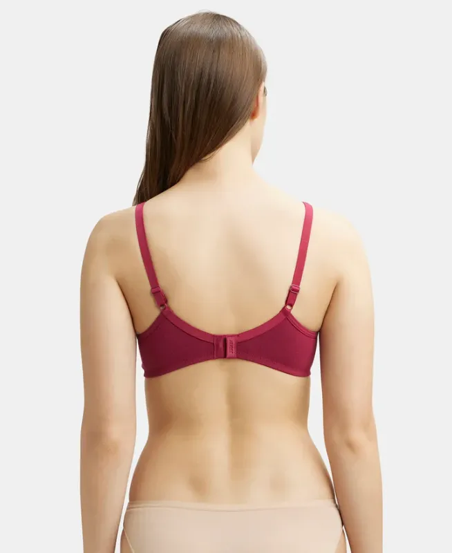 #1722 Wirefree Non Padded Super Combed Cotton Elastane Stretch Medium Coverage Everyday Bra with Concealed Shaper Panel Women