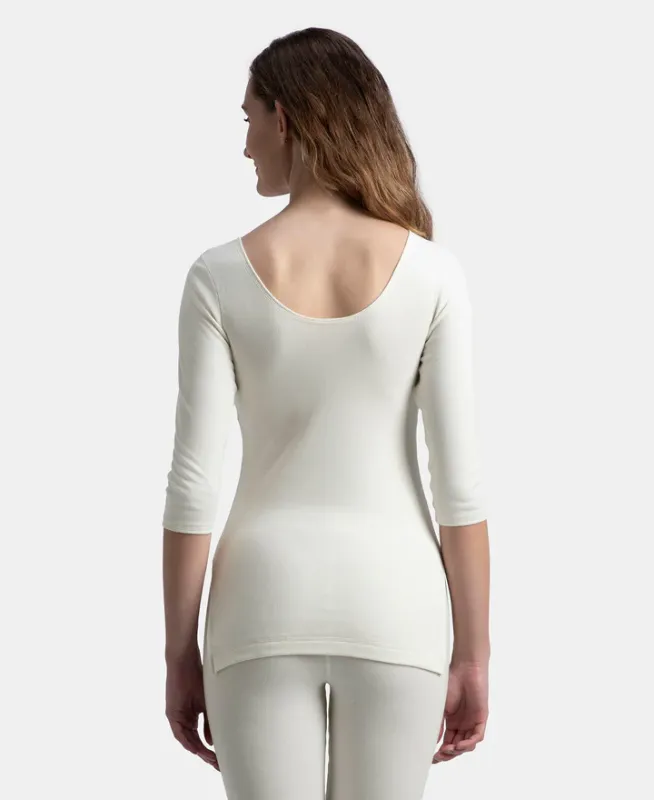 #2543 Super Warmth Super Combed Cotton Rich Brushed Three Quarter Sleeve Thermal Top with StayWarm Technology Women