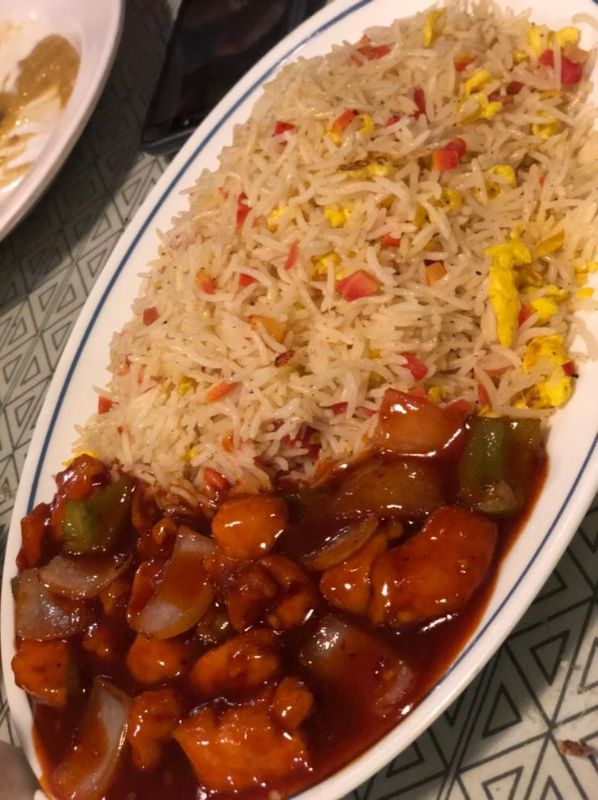 Egg fried rice with manchurian