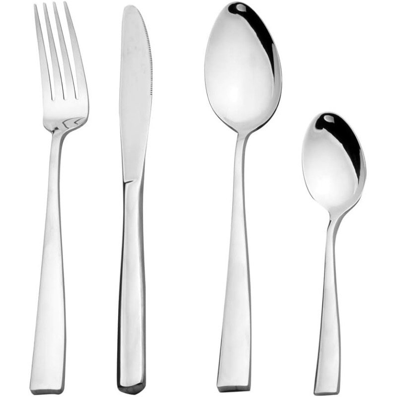 Stainless Steel Flatware Set, Dishwasher Safe with Fork, Spoon, Knife, and Coffee Spoon, 4 pieces