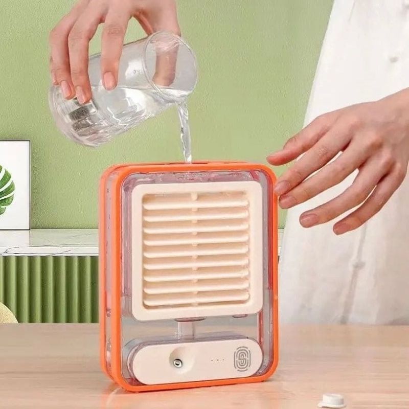 Portable USB Air Cooler Fan – 3-Speed, Mist Spray