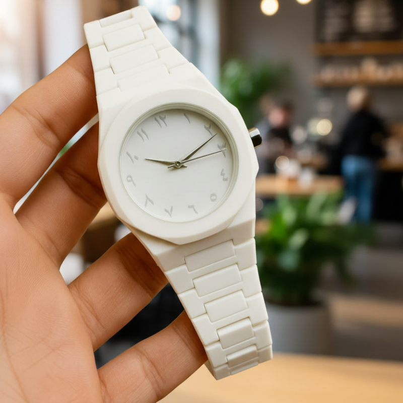 Full White Aura Watch Stylish Design Compact Build