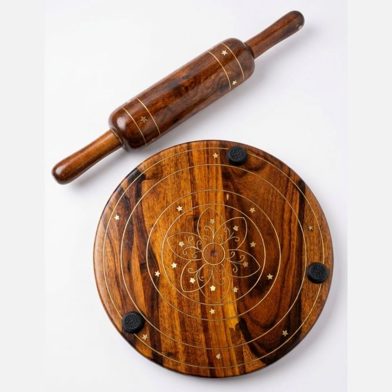 Shesham Wood & Brass Patra Bellon Set