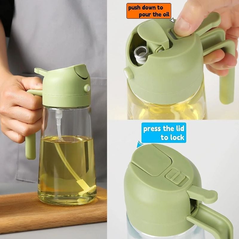 -in-1 Oil Spray Bottle | Adjustable Mist & Dispenser | 470ml