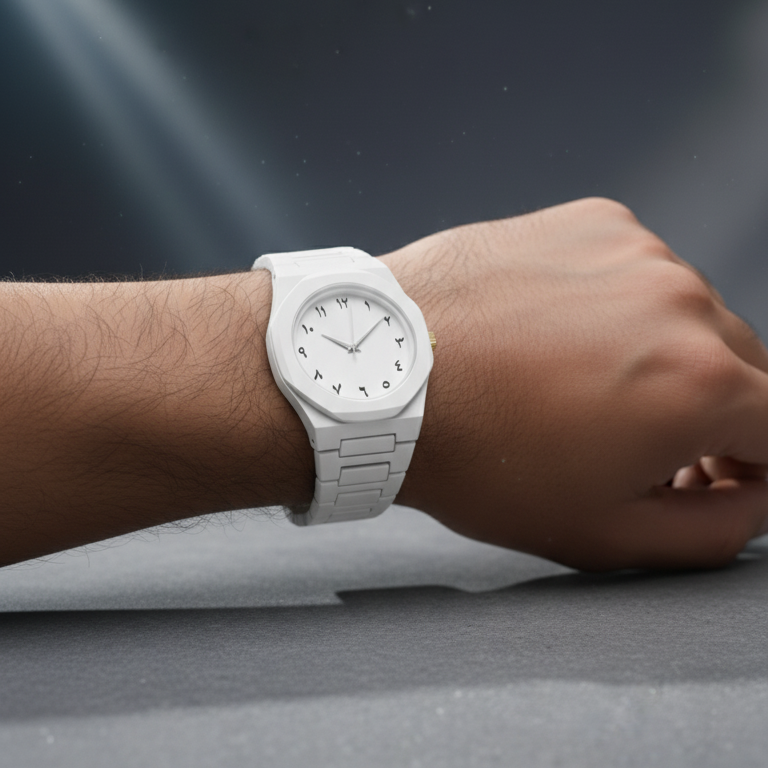 Full White Aura Watch Stylish Design Compact Build