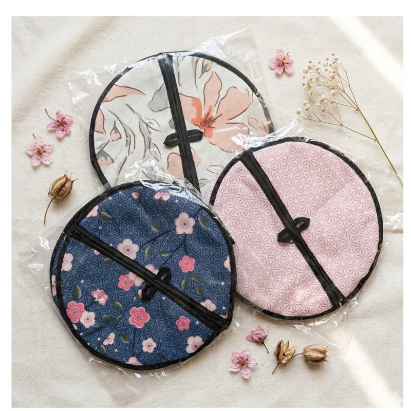 Roti Chapati Cotton Cover Bag With Round Zip Opening