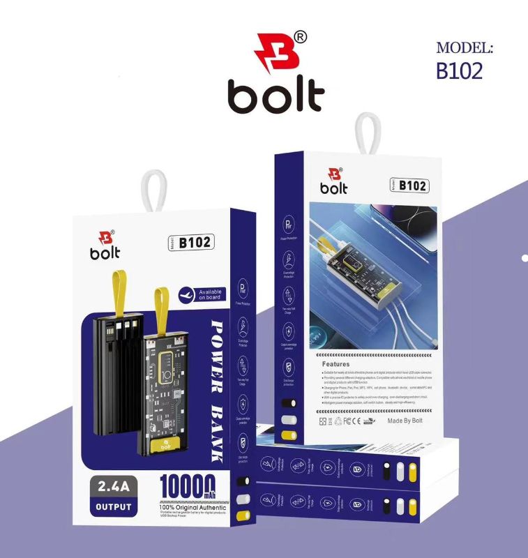 Bolt Power Bank B102 High-Capacity Portable
