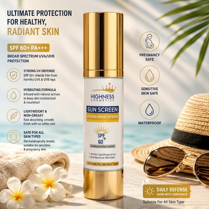 Highness Cosmetics Hydrating Mineral Sunscreen SPF 60 Plus PA