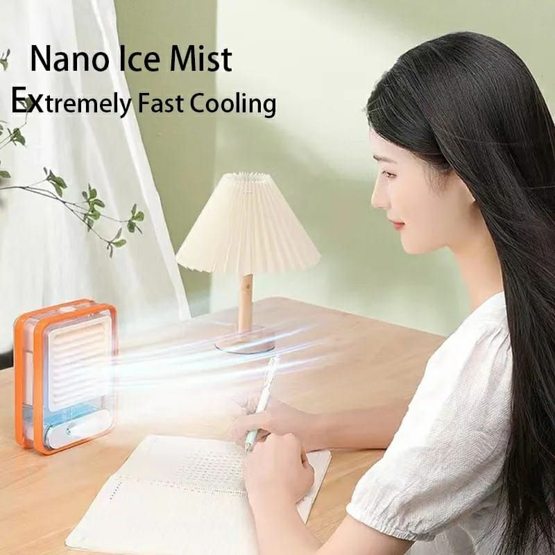 Portable USB Air Cooler Fan – 3-Speed, Mist Spray