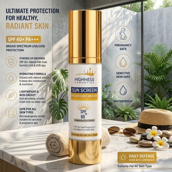 Highness Cosmetics Hydrating Mineral Sunscreen SPF 60 Plus PA