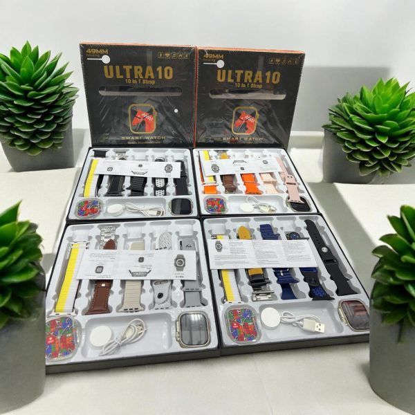 Ultra 10 Smart Watch | 10 in 1 Straps+Jelly Case